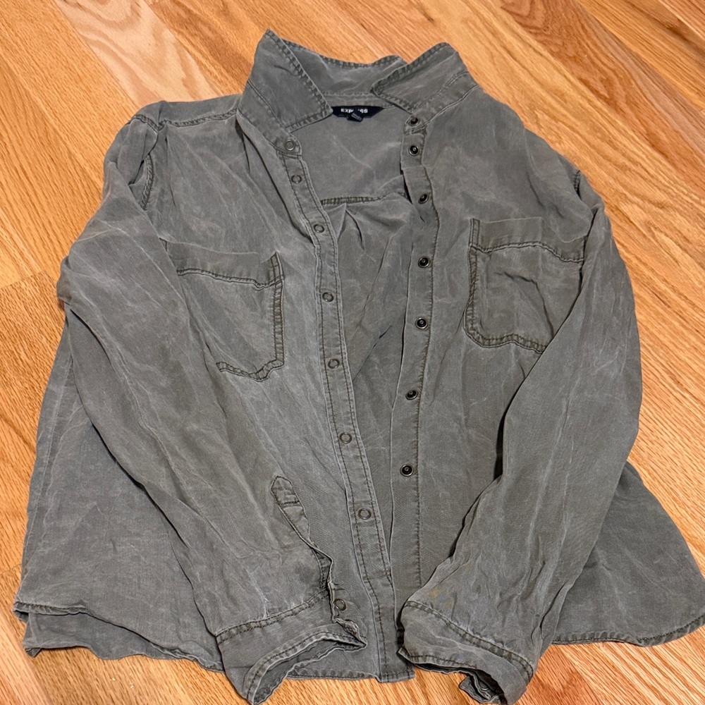 Express Women's Olive Button Down Shirt